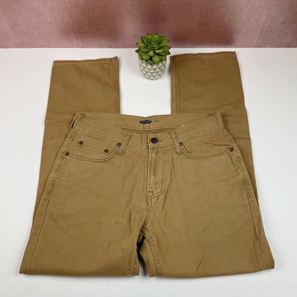 Old Navy Solid Tan Brown Men Straight Denim Jeans Size 29x30